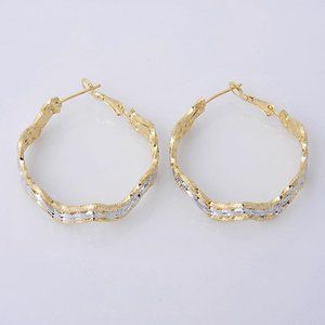 Earrings  ~ 4 Layer ~ 1 1/4" ~ Tri-Gold ~ Hoop ~ Dangle 1 1/4"